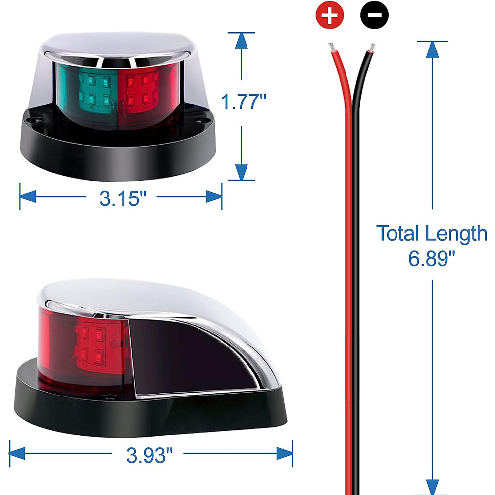 Boat Navigation Lights Red and Green LED Marine Navigation Light Boat Bow Light