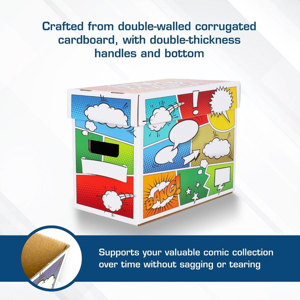 2 BCW Short Comic Storage Boxes with Pow Art