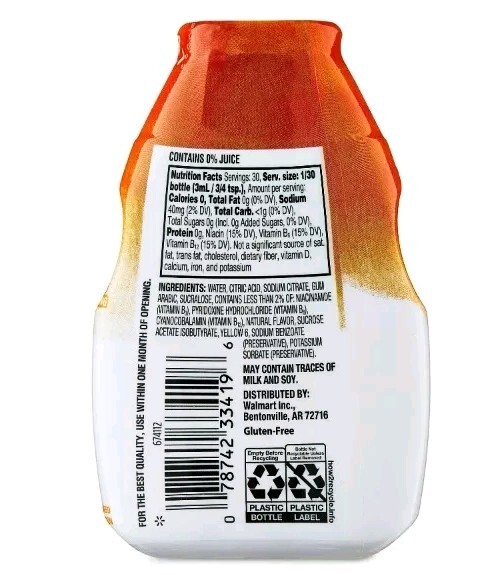 3 Pack Great Value Orange Blast Liquid Drink Enhancer Mix 90 Servings
