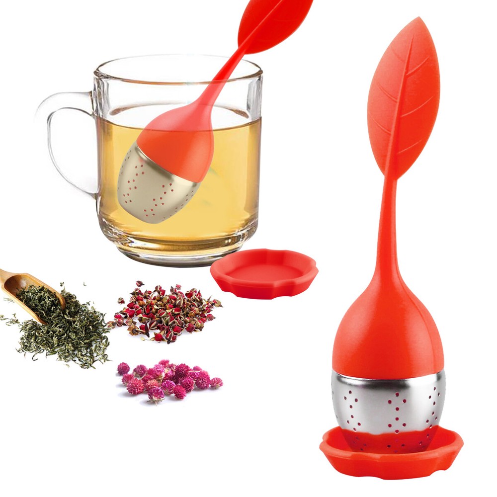 3Pcs Silicone Loose Leaf Tea Infuser Stainless Herbal Spice Filter Diffuser Tool