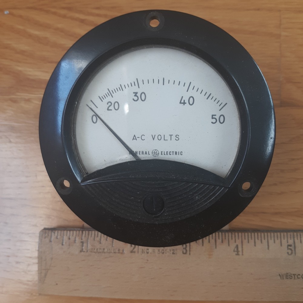 GE Panel Instrument 0-50 AC Voltmeter, NEW.  w/original box.