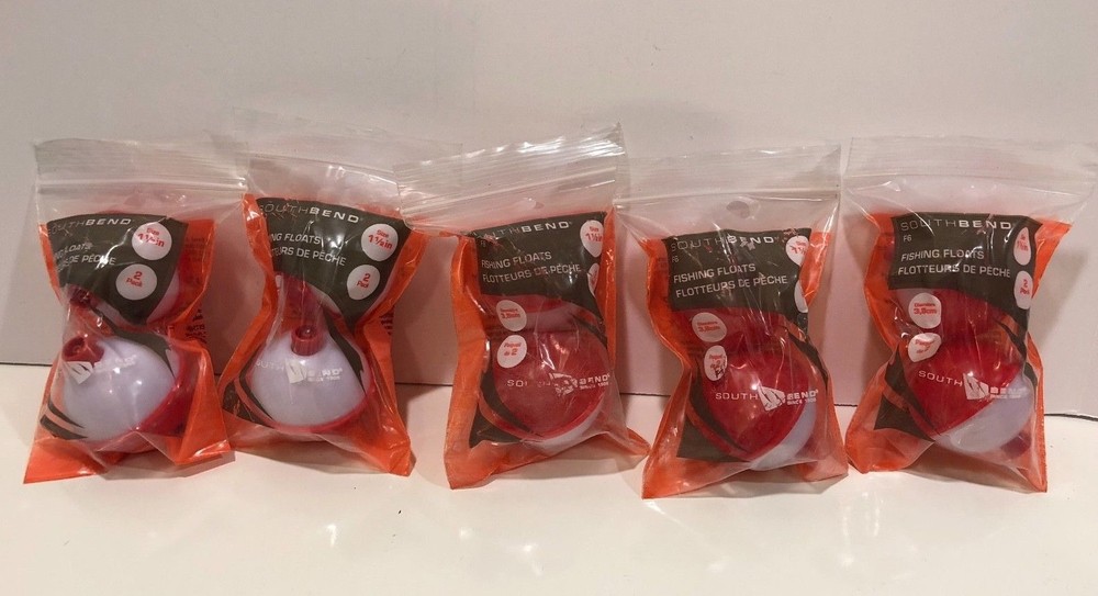 5 - South Bend Push Button Float Red and White 1-1/2" 2 Pack