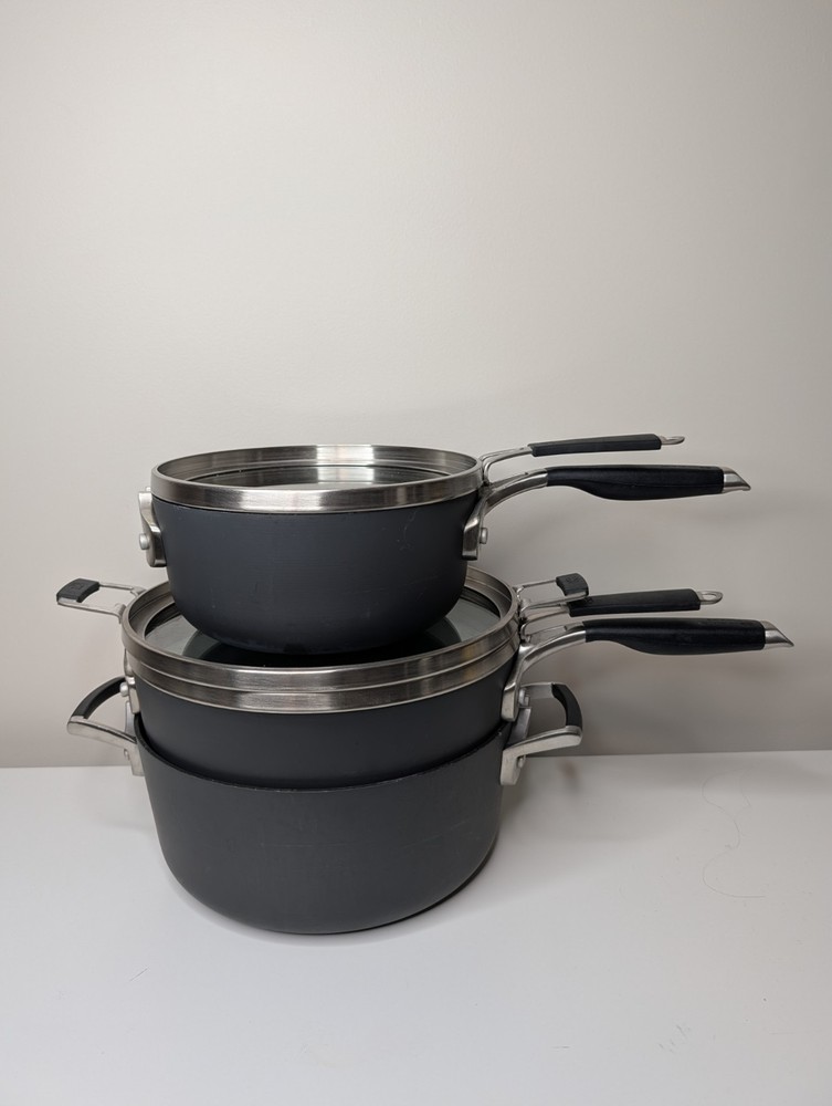 Calphalon Premier Space-Saving Hard-Anodized Nonstick Cookware Set, Black,