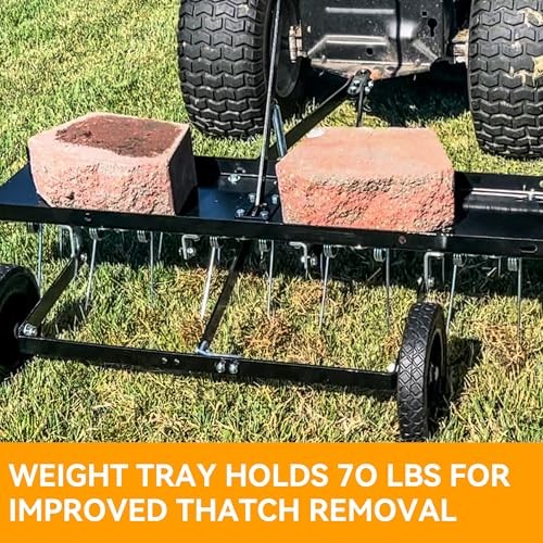 Dethatcher, Lawn dethatcher Rake for ATV,40 inch Tow Behind Dethatcher,20