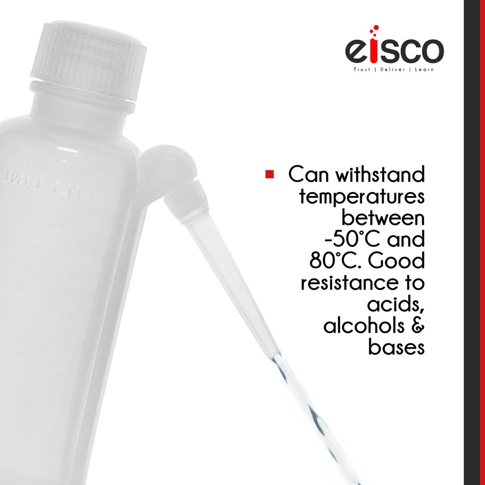 Wash Bottle, 500ml - Polyethylene - Translucent, Unbreakable - Screw Cap with...