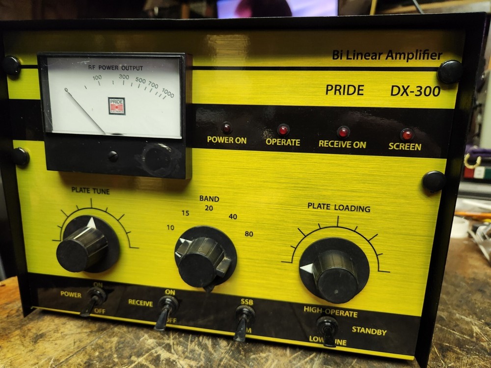 Pride Dx-300 Linear Amplifier Replacement Face Decal Brushed Yellow Gold.