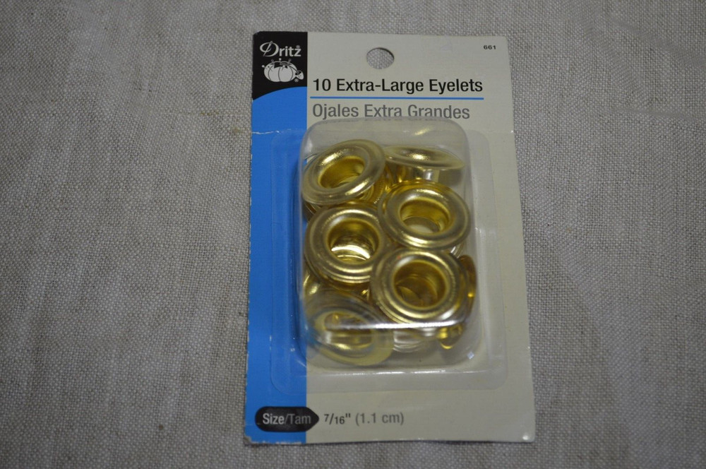 Dritz Extra-Large Eyelets 7/16" 10/Pkg-Brass