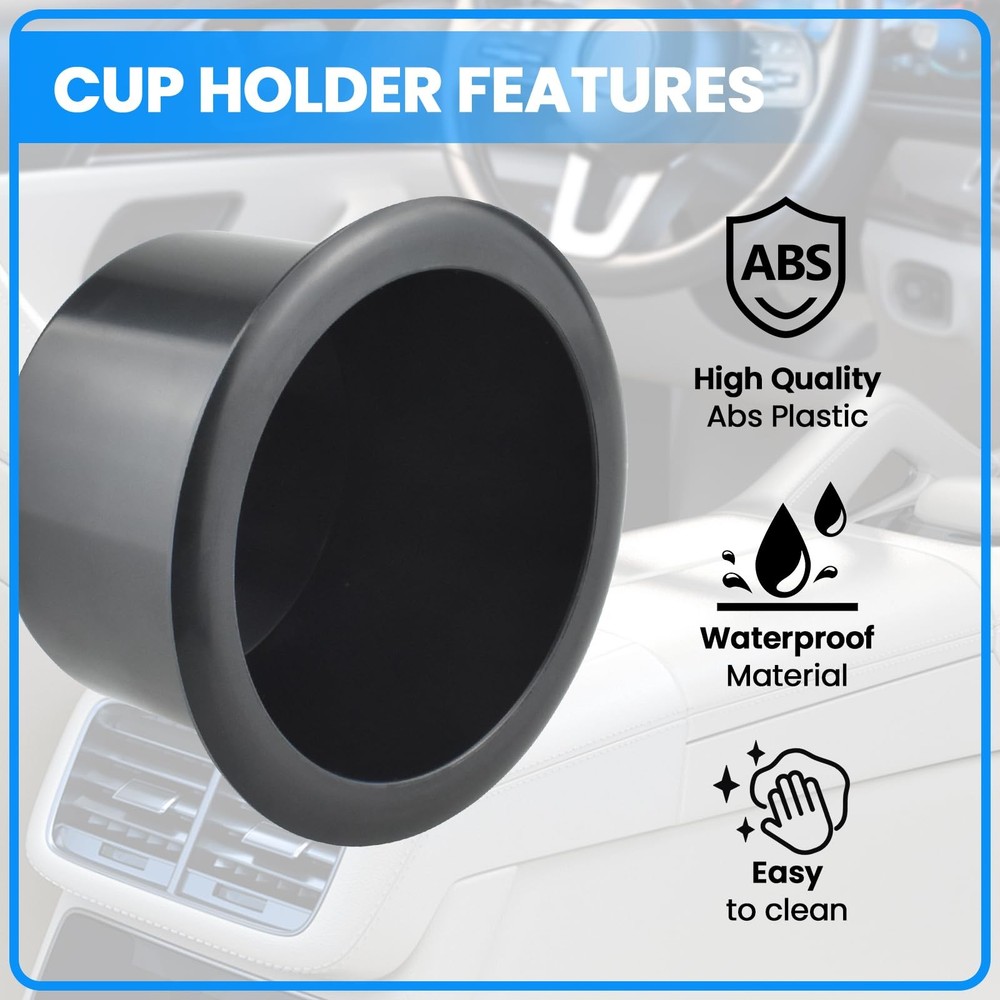 SDTC Tech 2 PCS Black Plastic Cup Holder Inserts for Sofa Recliner black