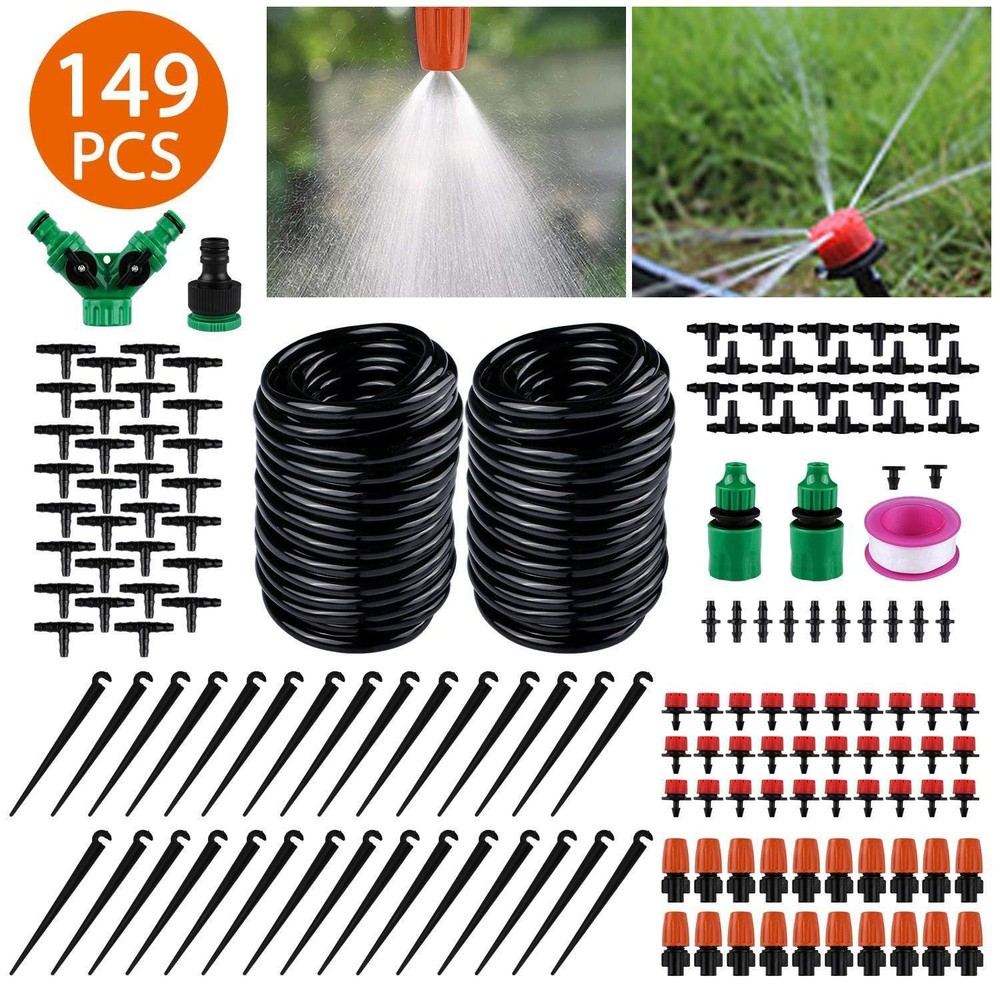98.5FT Drip Irrigation System Kit, 149PCS Automatic Micro Drip Irrigation Kit fo
