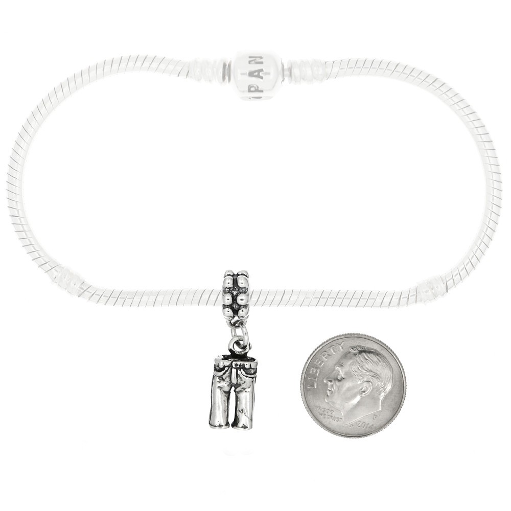 Sterling Silver 3D Blue Jeans Pants Charm Dangle Bead Charm