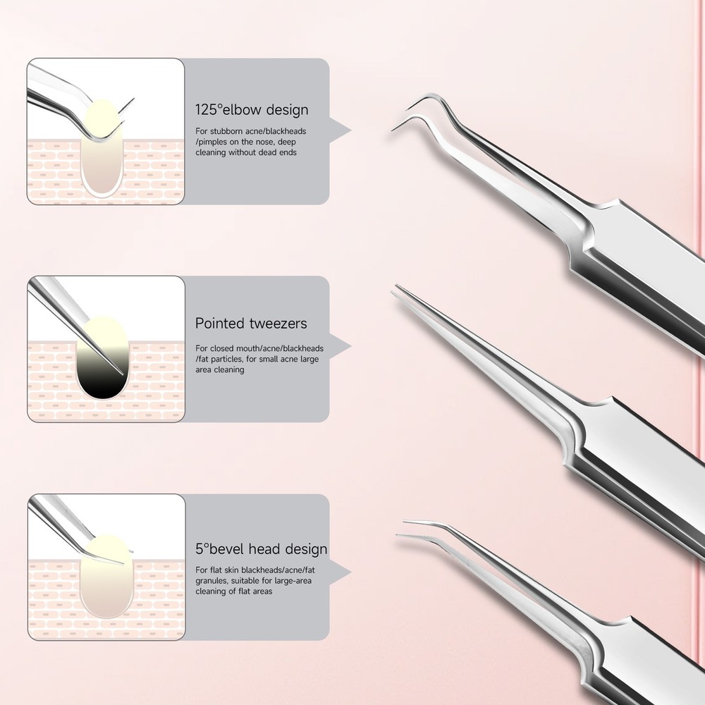 15PCS FULL Set Blackhead Remover Comedone Extractor Cleaning More Tools Set Kit
