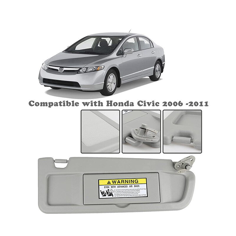 Pair Driver & Passenger Side Light Gray Sun Visor For 2006-2011 Honda Civic