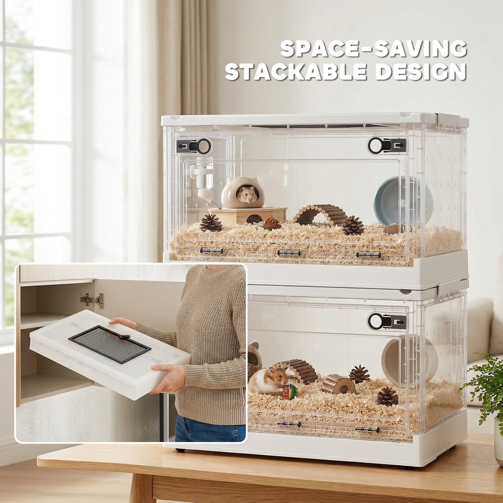 Hamster Cage, Stackable Gebril Cage with Front Door, White