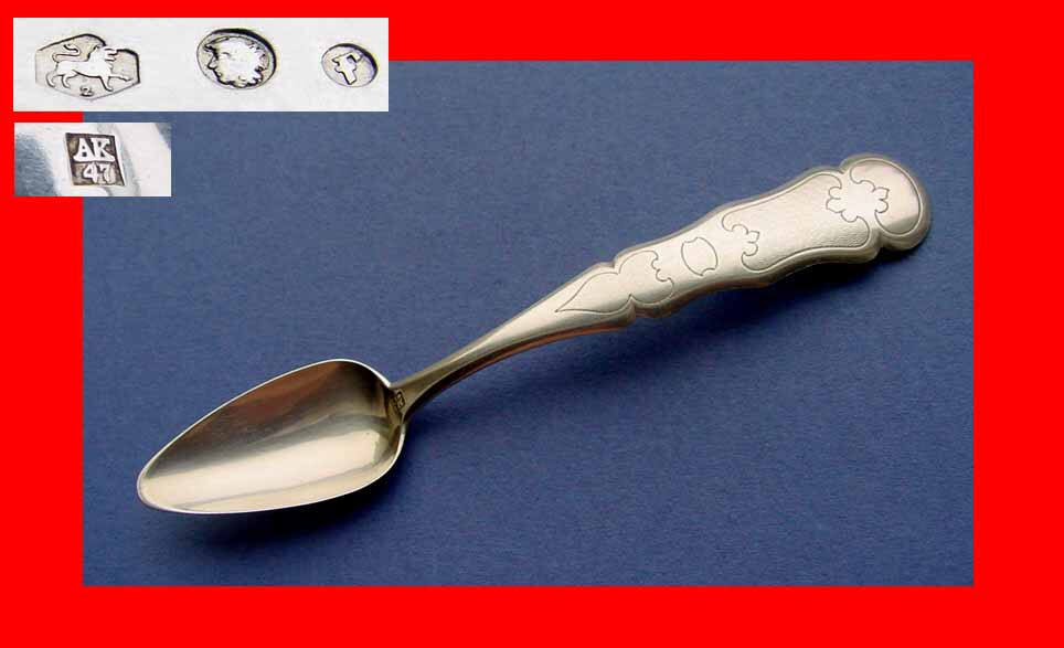 Rare Set, 6 Spoons, around 1865, 833 Silver B152