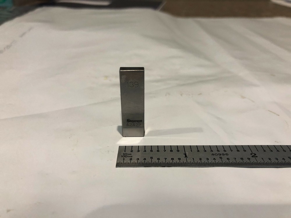 .139" Starrett Rectangular Steel Gage Gauge Block.