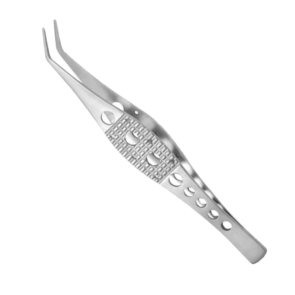 Ergonomic Tissue Forceps, 7", Angled Tips, 1x2 Teeth, 3.0 mm Wide, Premium