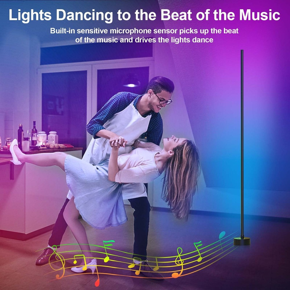 2pc 47" Smart LED Floor Lamp RGB Remote & APP Control Music Sync Corner Lighting