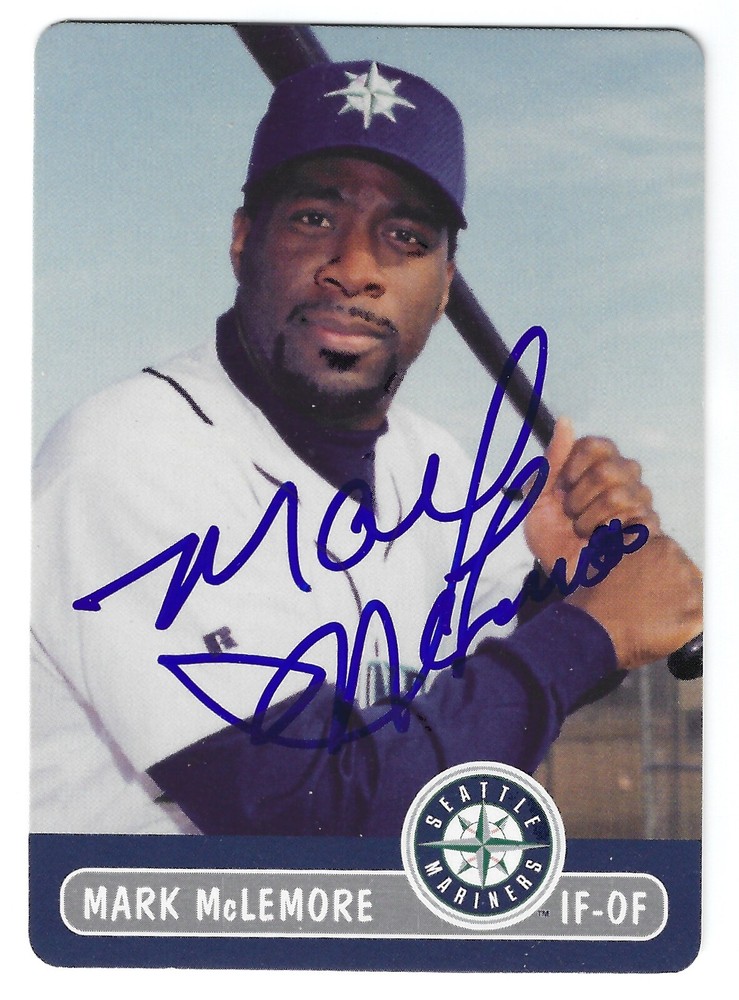 MARK McLEMORE SEATTLE MARINERS SIGNED CARD ANGELS A'S ASTROS INDIANS ORIOLES
