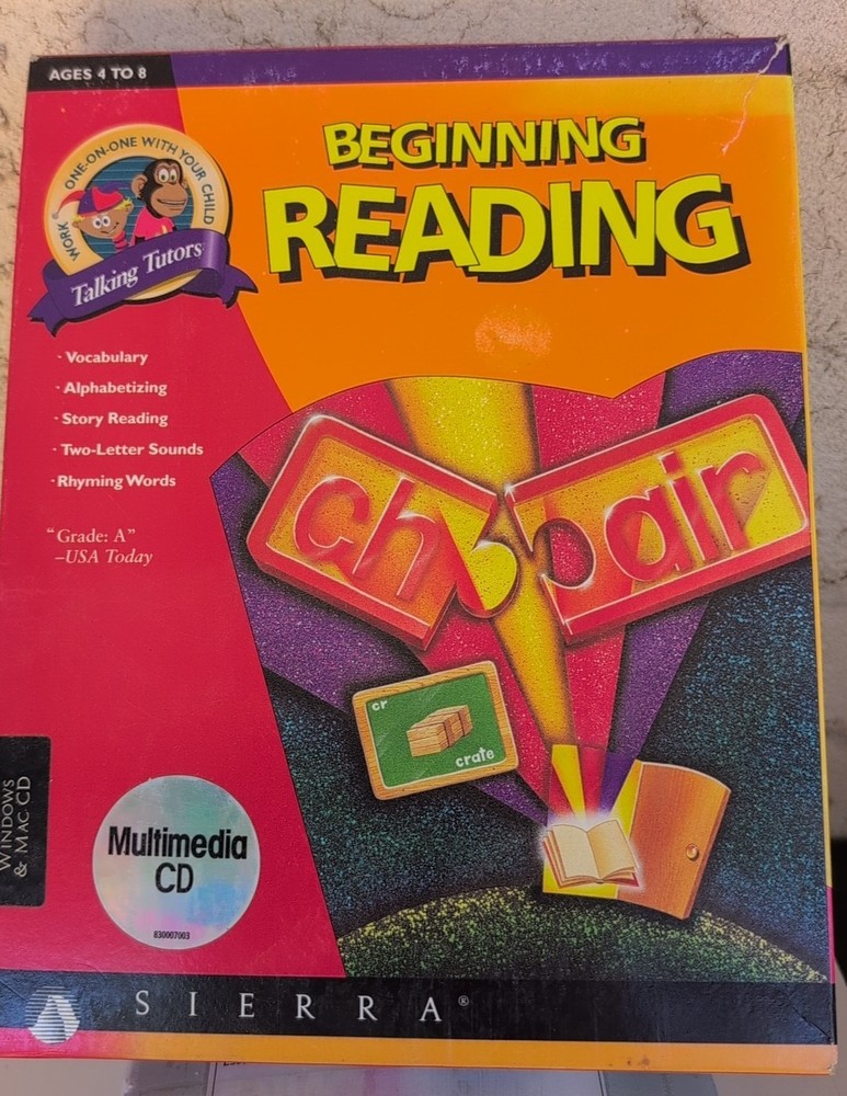Sierra Beginning Reading CD for Ages 4-8 Windows Mac Educational Software