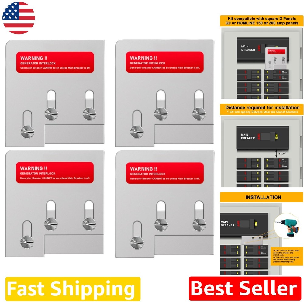 Durable Stainless Steel Generator Interlock Kit - 4 Sets | Square D Panel