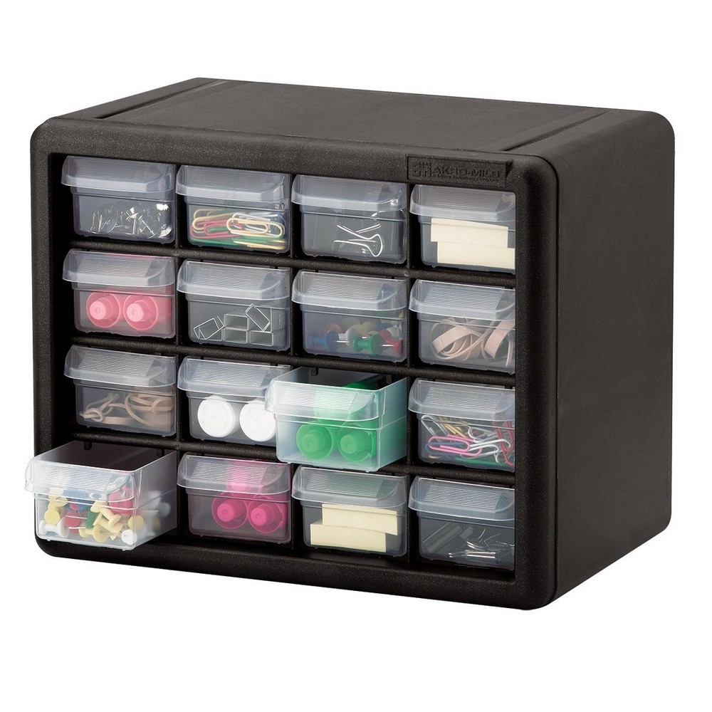 Akro-Mils 16-Drawer Plastic Storage Cabinet Organizer Wall Mount Stackable