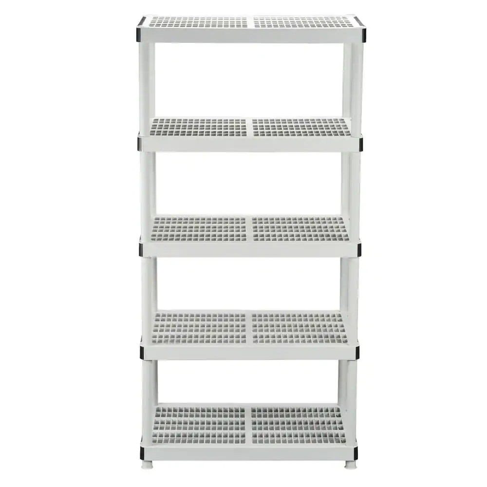 5-Tier Easy Assembly Multi-Purpose Plastic Garage Storage Shelving Unit in Gray