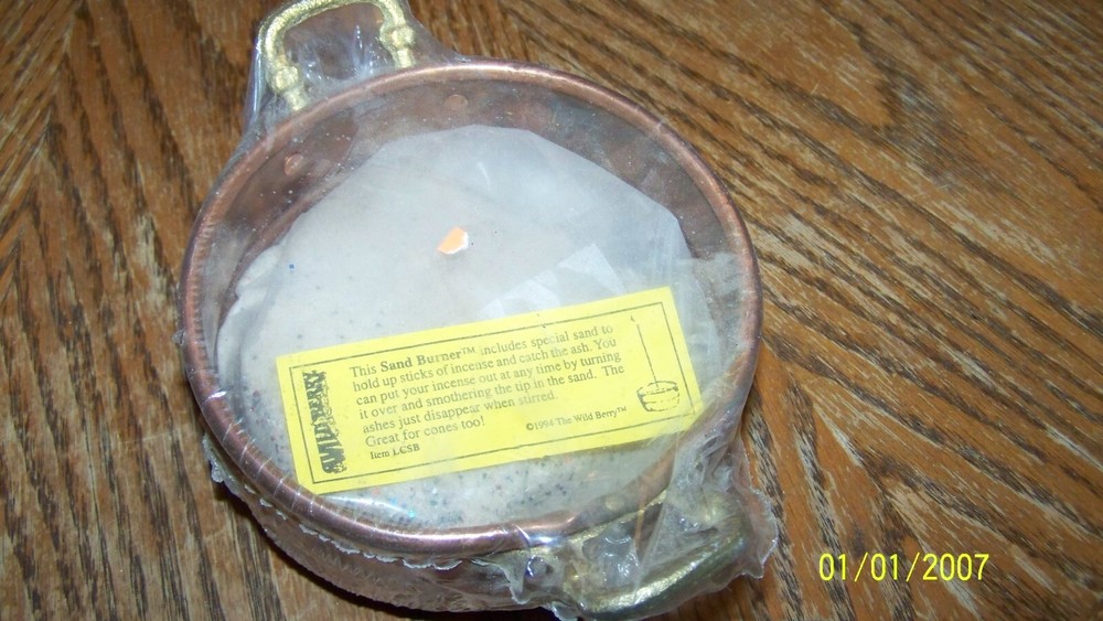 sand burner for incense, in copper pot