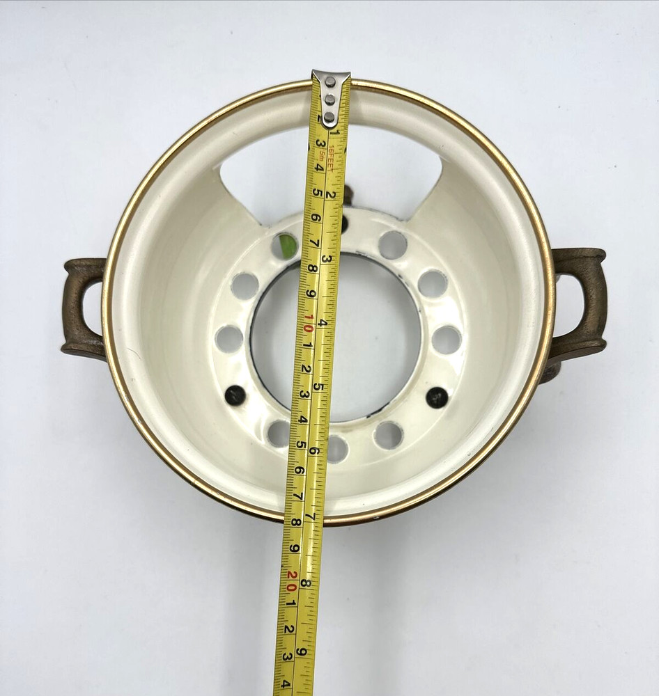 ASTA Enamelware Footed Warmer Chafing Dish BOTTOM ONLY Brass Handles