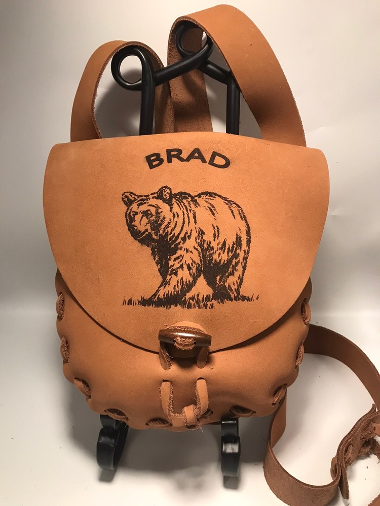 Handcrafted  Bear Personalized Leather Bag Muzzleloading Hunting possible bag