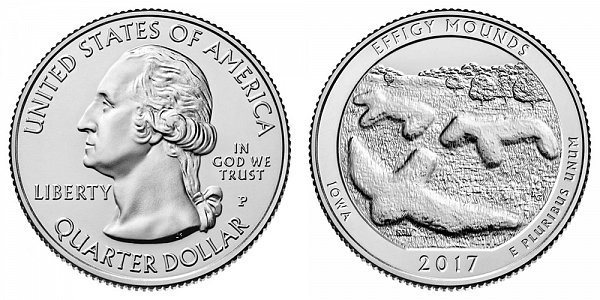 2017 P D & S EFFIGY MOUNDS 3 QUARTERS SET GEM UNCIRCULATED