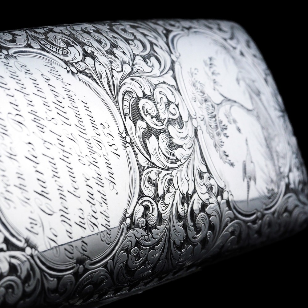 Antique Victorian Silver Cigar/Cheroot Case Profusely Engraved - Nathaniel Mills