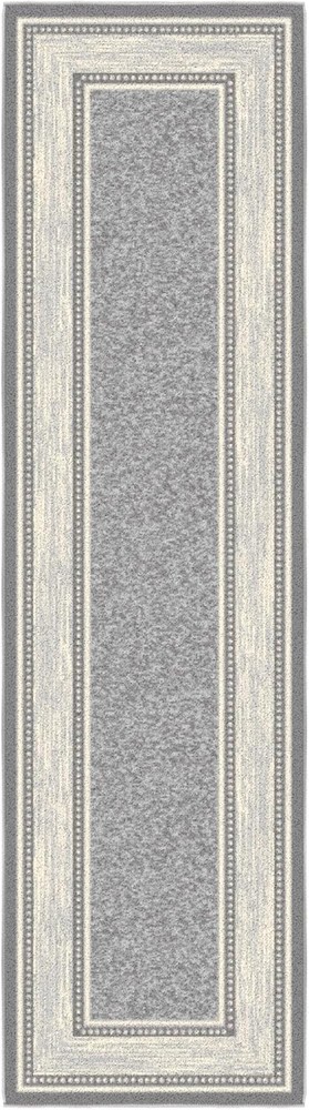 Ottomanson Machine Runner - 1'10" x 7', Border Light Grey