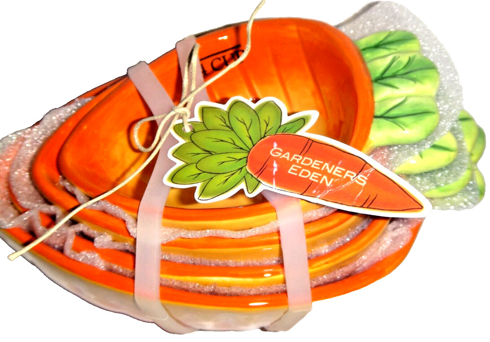 Gardeners Eden 4-PC SET Ceramic Easter Orange Carrot Nesting Measuring Cups