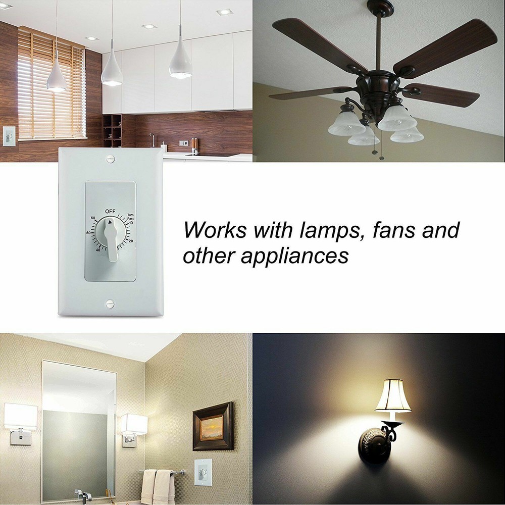 BN-LINK Heavy Duty Mechanical 60-Minute In-Wall Spring Loaded Countdown Timer