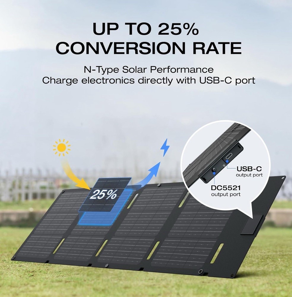 EF ECOFLOW 45W Portable Solar Panel with Type-C, 25% Conversion Efficiency IP68