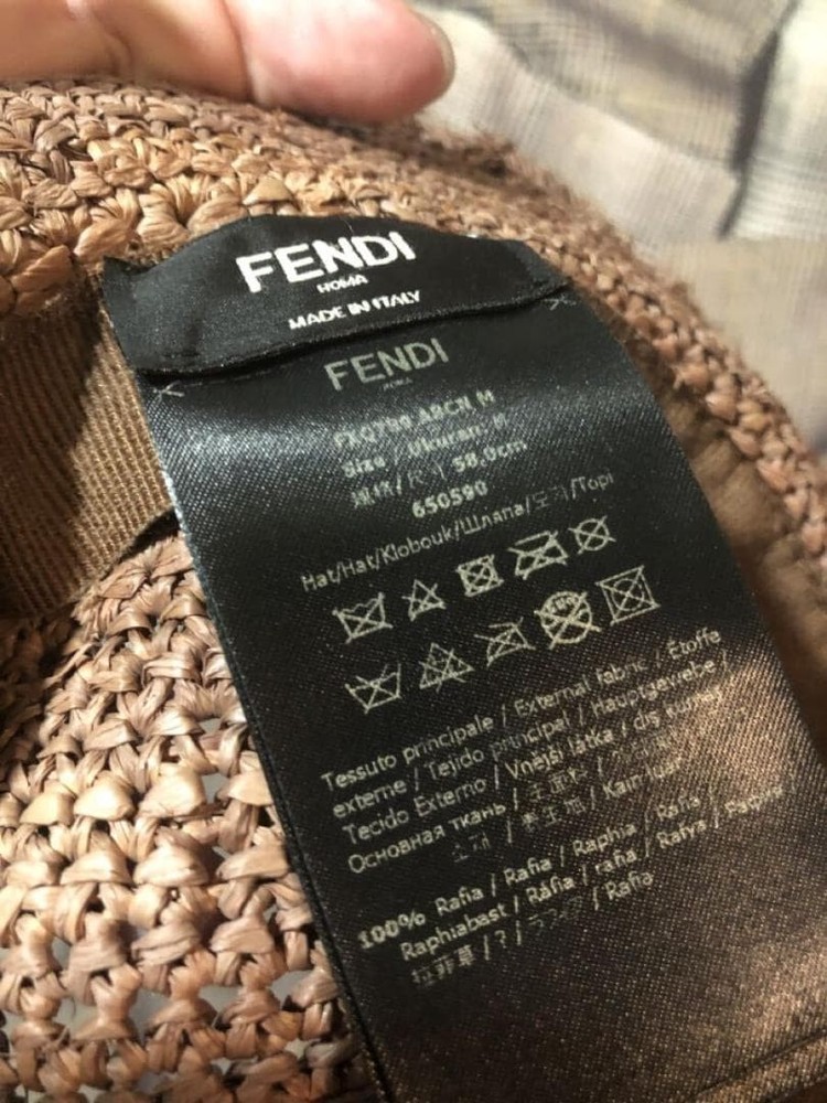 FENDI Bucket Hat Raffia FF Logo