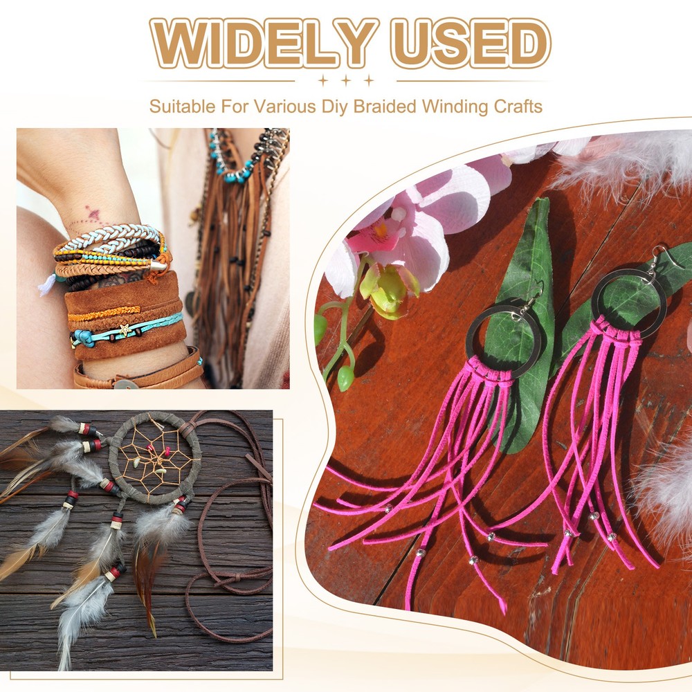 3 mm x 5.5 Yd Leather String Flat Leather Cord Light Coffee