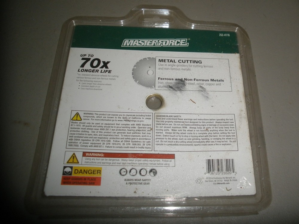 MASTERFORCE 252-4116 METAL 7" CUTTING DIAMOND BLADE