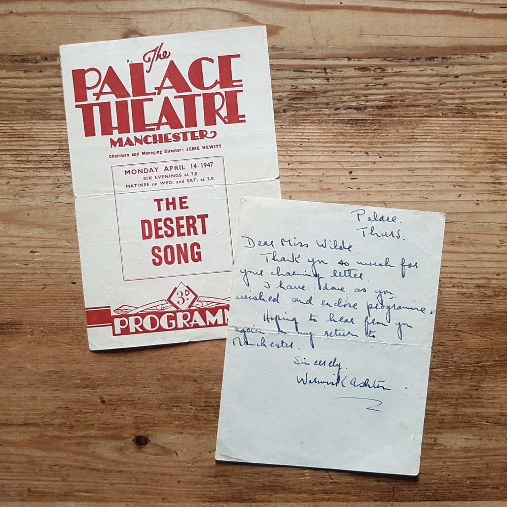 Warwick Ashton Hand Written Letter & Multi Signed 1947 Palace Theatre Programme