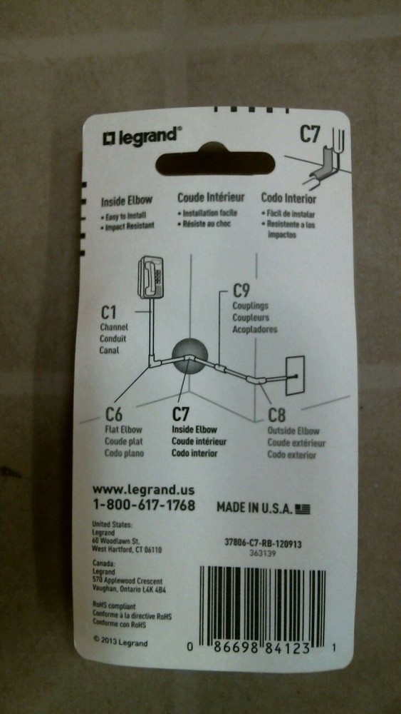 Legrand C6 Cordmate Couplings, Flat Elbow, FREE SHIPING