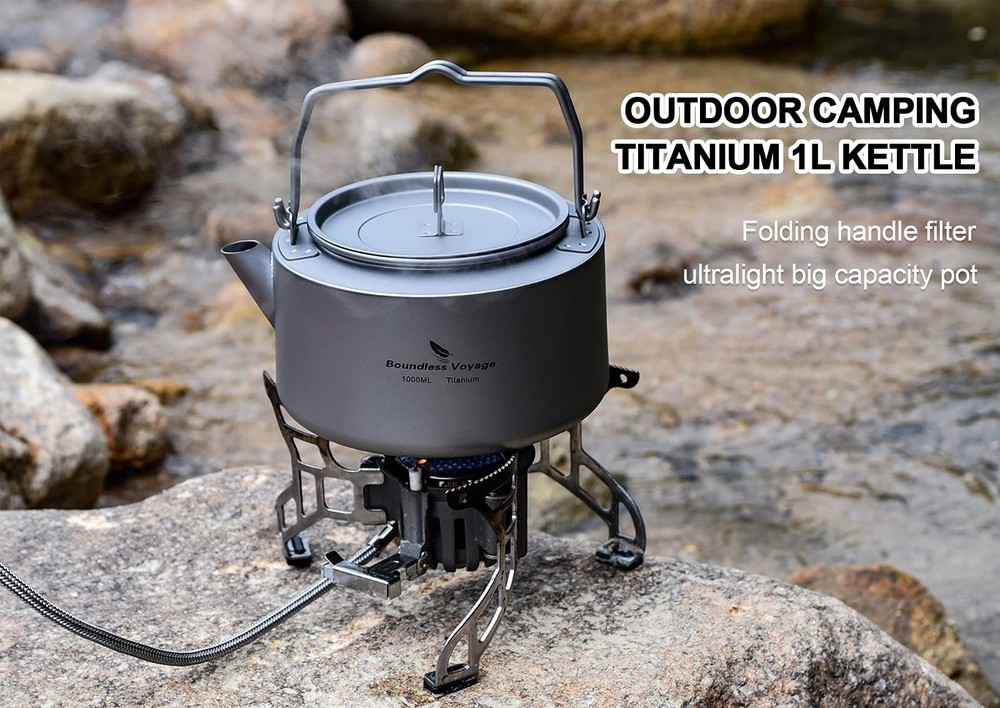 Boundless Voyage Titanium Kettle with Folding Handle & Filter Ultralight Teap...