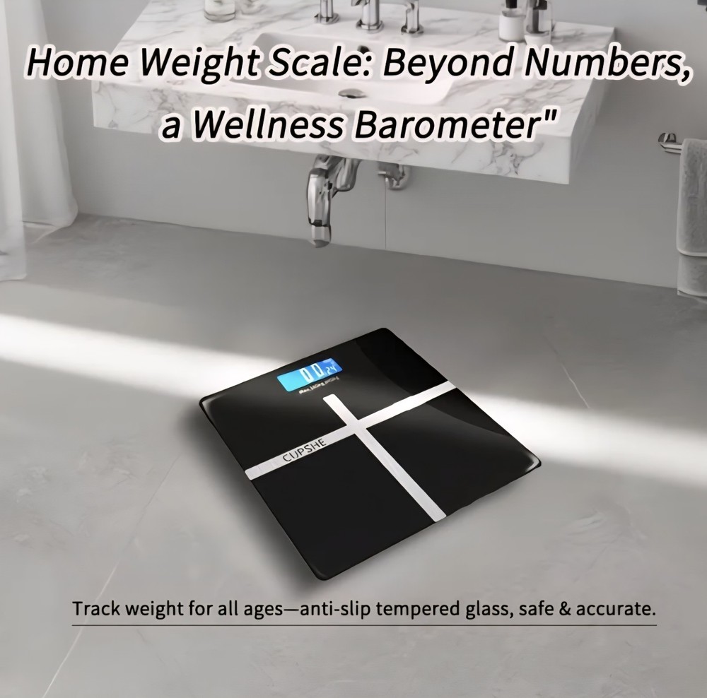CUPSHE Digital Platform Scale, LED Display, Tempered Glass, Black