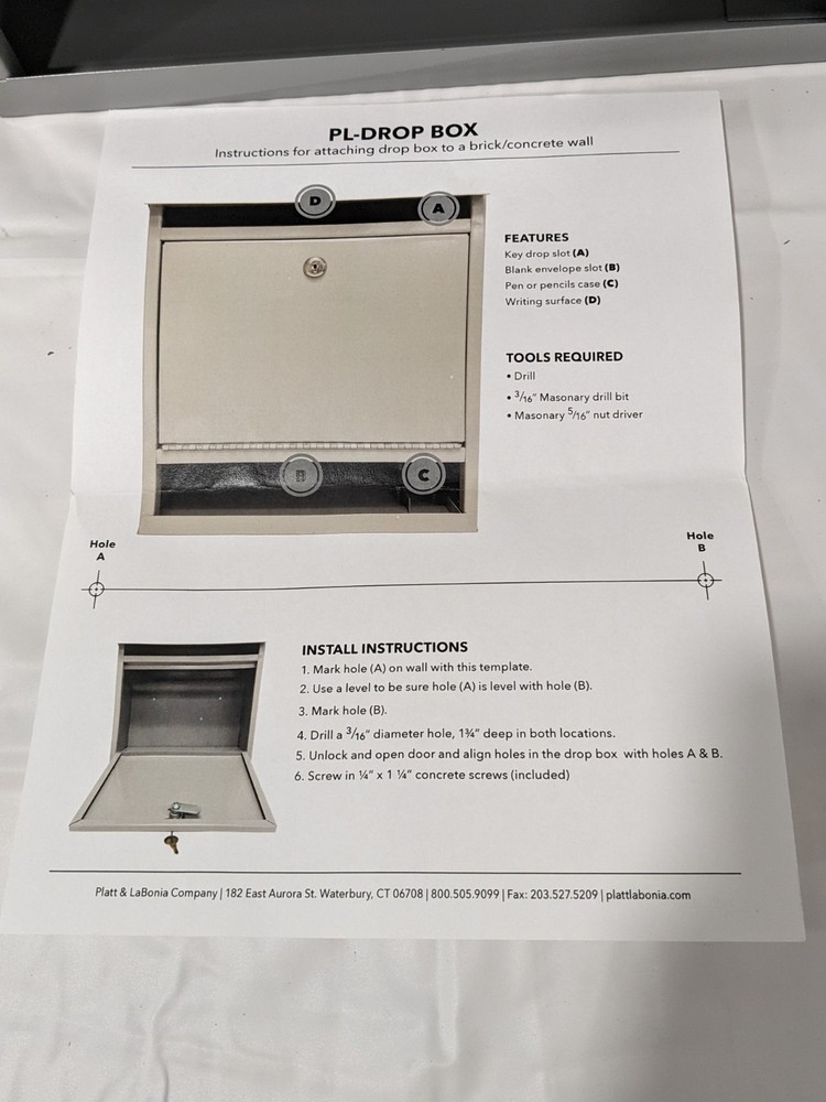 PLATT & LABONIA Key Control: Drop-Off Box, Gray PL-DROPBOX