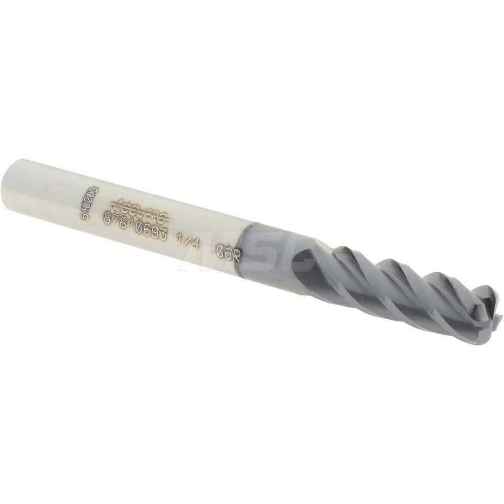 Accupro 1/4" Diam 4 Flute Single End Solid Carbide 0.06" Corner Radius End Mi...