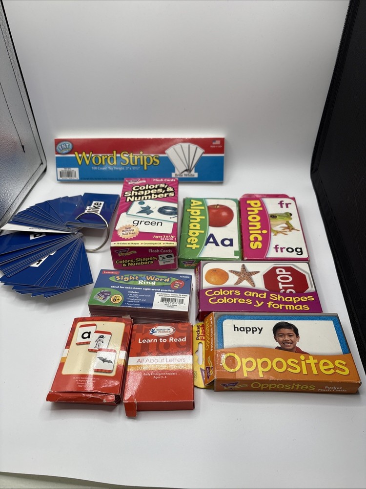 Various Math/Reading /sight Words Flash Cards & Word Strips Some Pre-owned