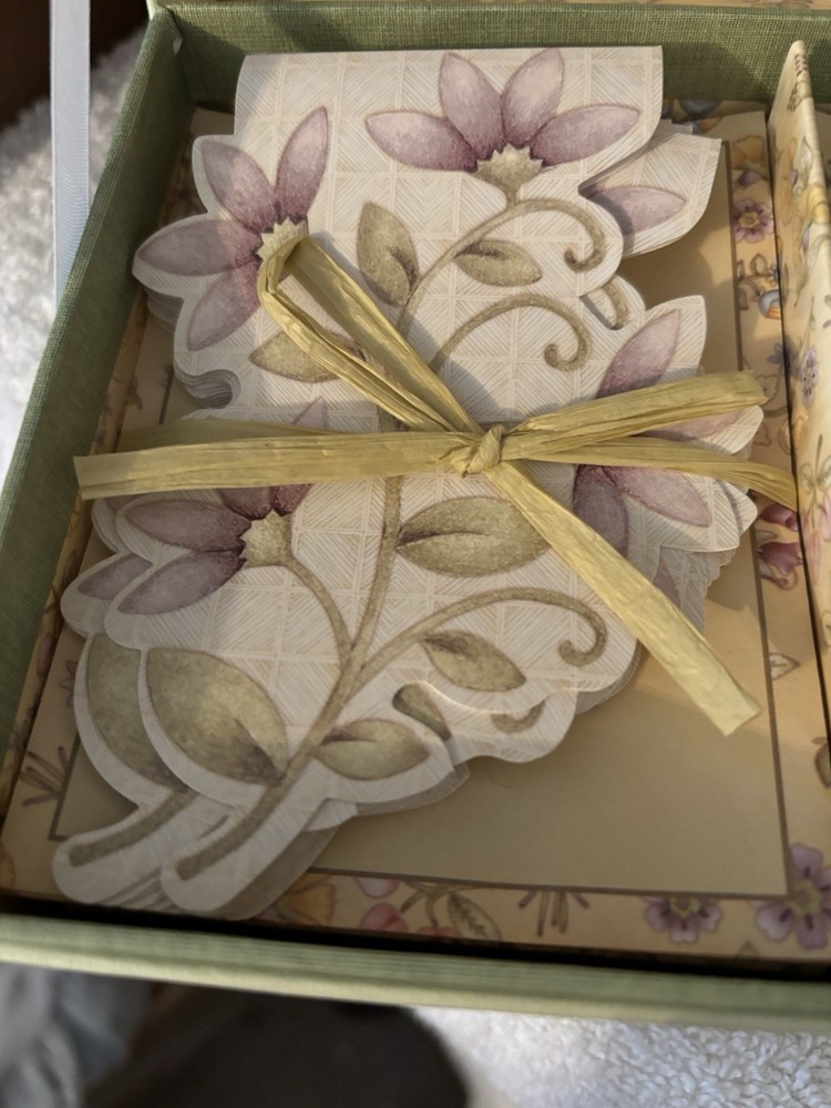 Diecut Floral Deluxe Note Card Set Keepsake Box