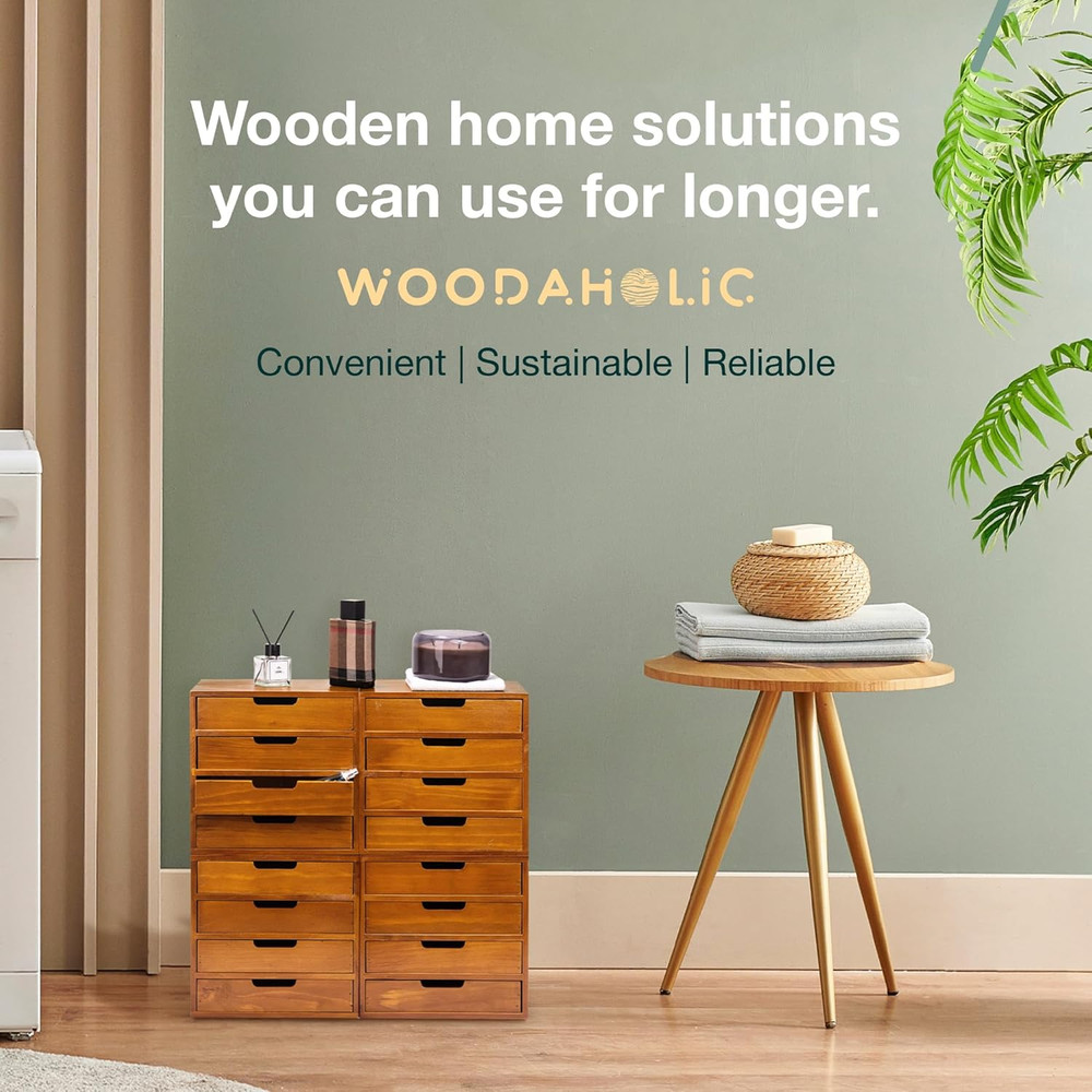 Modern Mahogany 4-Pack Desktop Drawer Organizer - Stackable Storage Solution