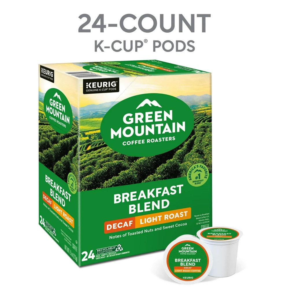 (3 pack) Green Mountain Coffee Roasters, Decaf Breakfast Blend Light Roast