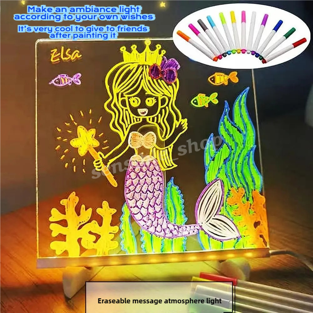 LED Note Board Light Up Acrylic Message Board LED Drawing Board Illuminated Kids