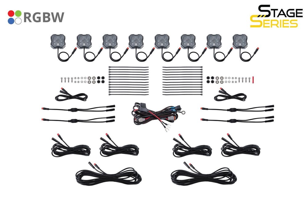 Diode Dynamics Stage Series RGBW LED Rock Lights (8-Pack) w/Bluetooth Controller
